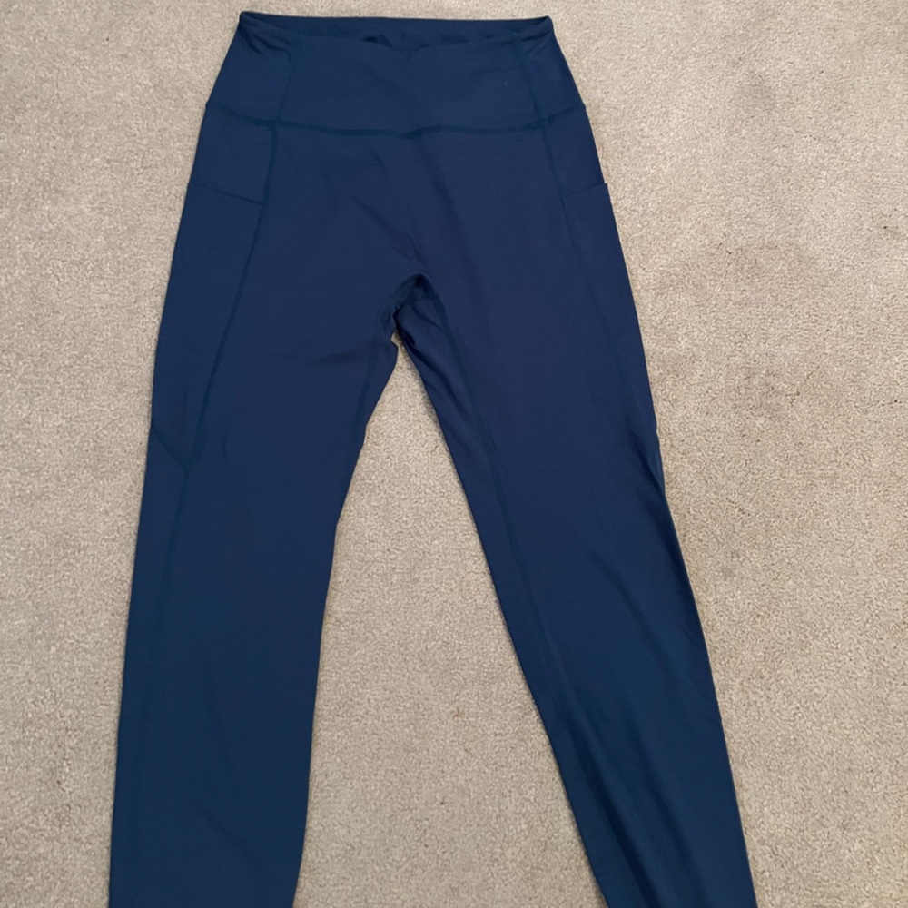 Pure Woven Navy Blue Leggings